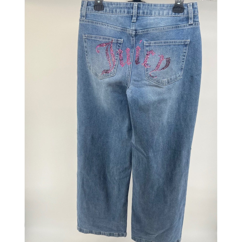 Juicy Couture Jeans Womens Embellished Rhinestone‎ Logo Medium Wash Denim 9/29